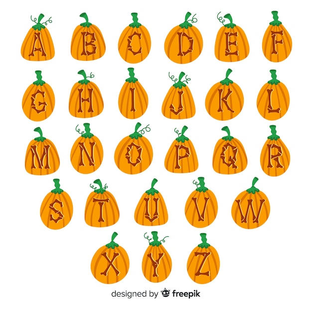 Free Vector Halloween pumpkin alphabet