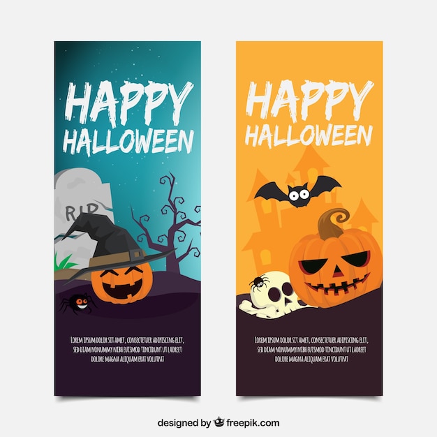 Free Vector | Halloween pumpkin banners