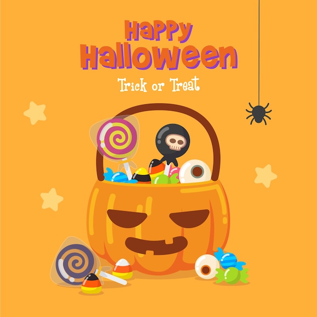 Premium Vector | Halloween pumpkin candy bag background