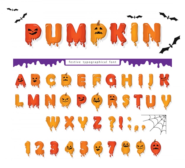 Download Premium Vector | Halloween pumpkin font