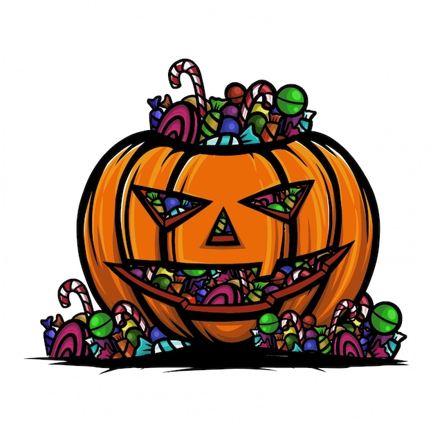 Download Halloween pumpkin full of candy lollipop and chocolate ...