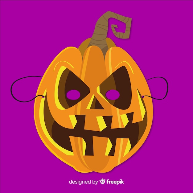 Download Halloween pumpkin mask in flat design Vector | Free Download