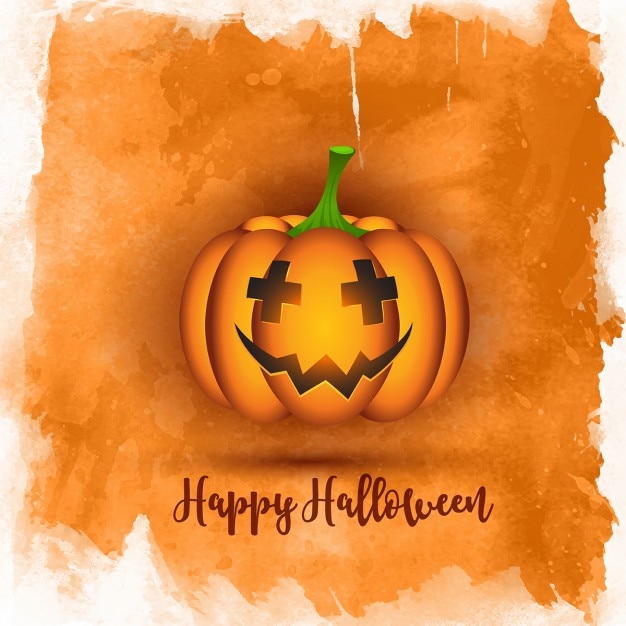 Download Download Vector Halloween Pumpkin On A Watercolor Background Vectorpicker