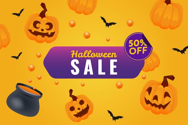 Premium Vector | Halloween pumpkin sale 50 percent off discount concept ...