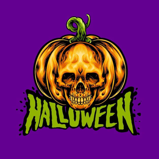 Premium Vector | Halloween pumpkin skull