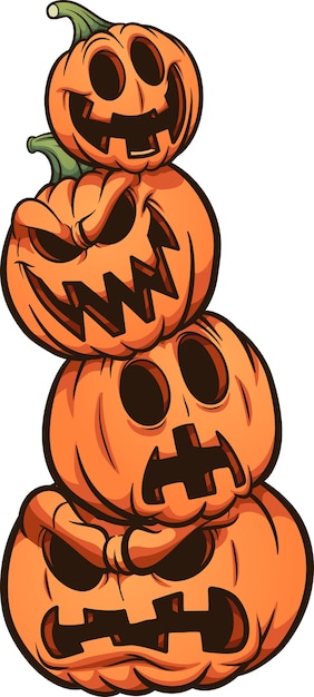 Premium Vector | Halloween pumpkin stack with different expressions ...