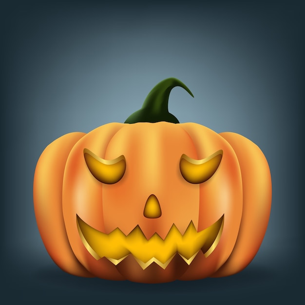 Premium Vector | Halloween pumpkin with scary face, illustration.