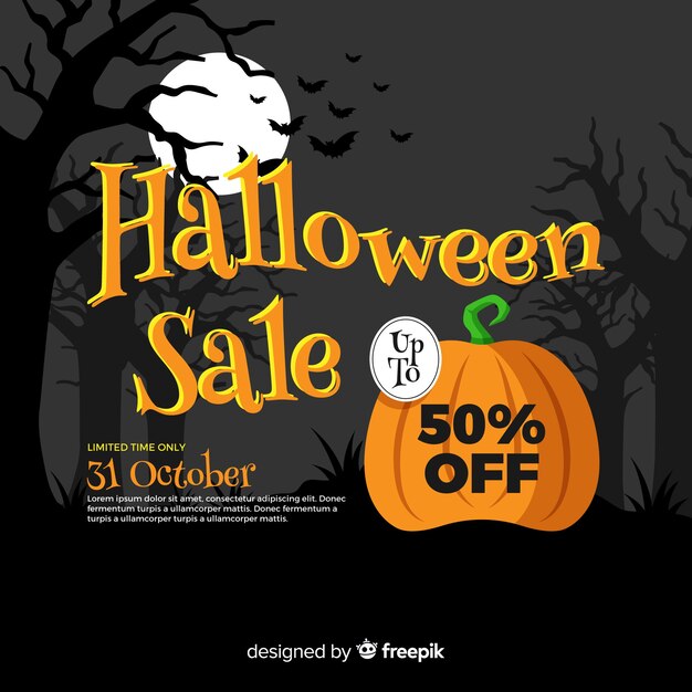 Free Vector | Halloween sale background with pumpkin