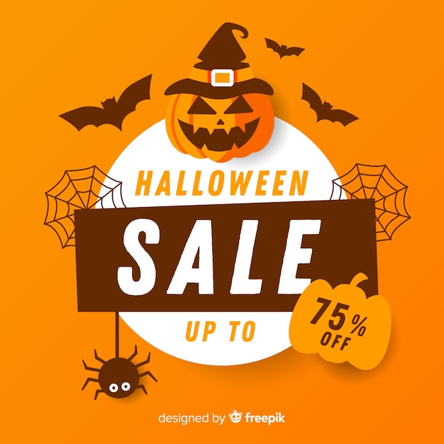 Halloween sale composition with flat design Vector | Premium Download