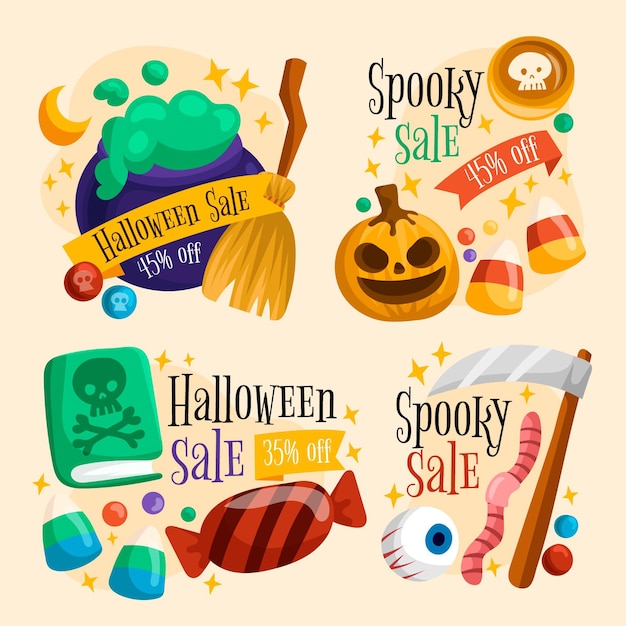 Download Free Download This Free Vector Halloween Sale Label Collection Design Use our free logo maker to create a logo and build your brand. Put your logo on business cards, promotional products, or your website for brand visibility.