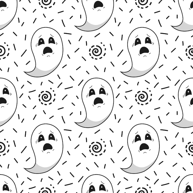 Premium Vector | Halloween seamless background with ghosts