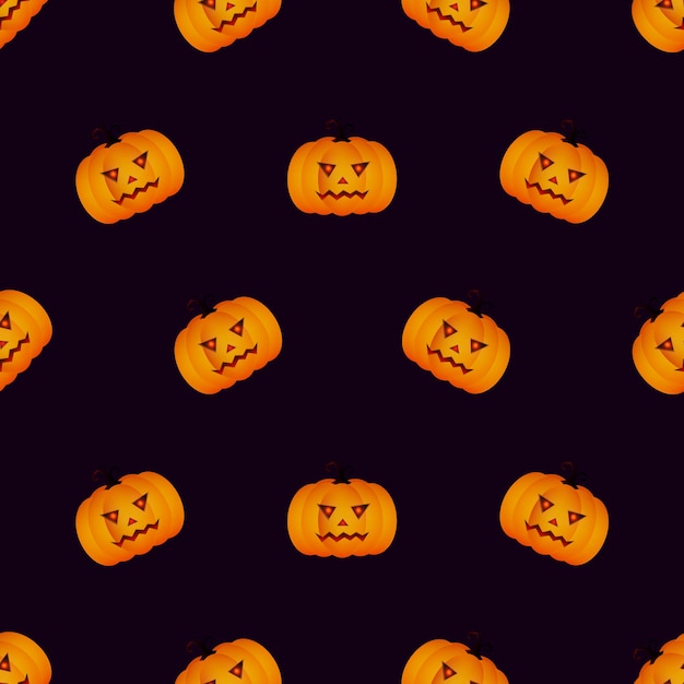 Premium Vector | Halloween seamless pattern with pumpkin on black ...