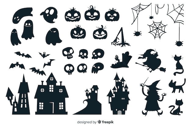 Download Free Vector | Halloween silhouette collection