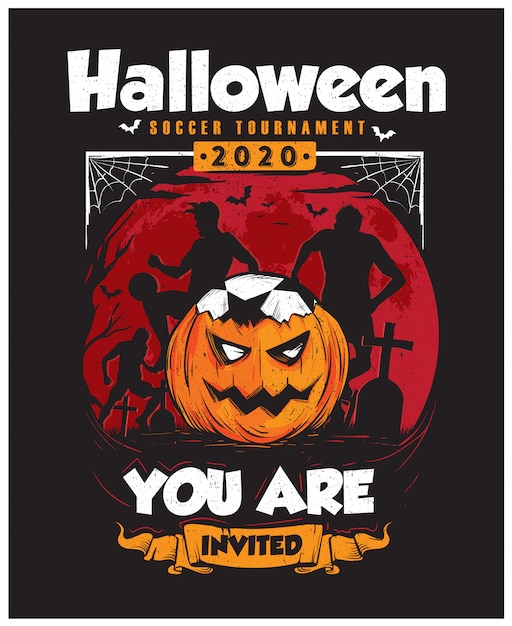 Premium Vector Halloween soccer tournament poster