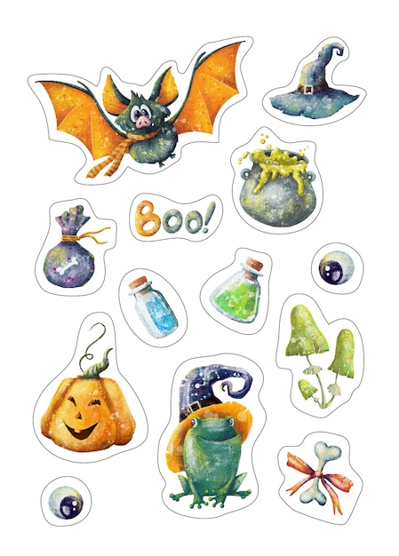 Premium Vector Halloween Stickers Set