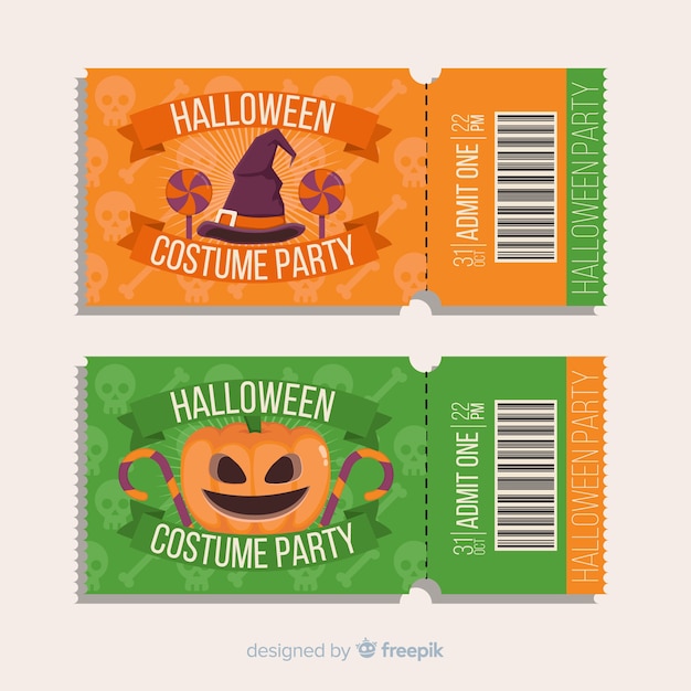 Halloween ticket template Free Vector