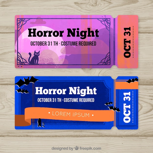 Free Vector Halloween tickets with colorful style