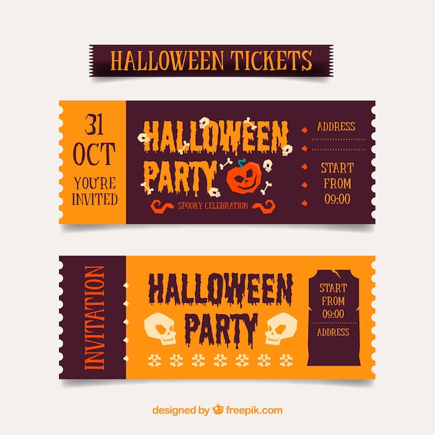 Halloween tickets with flat design