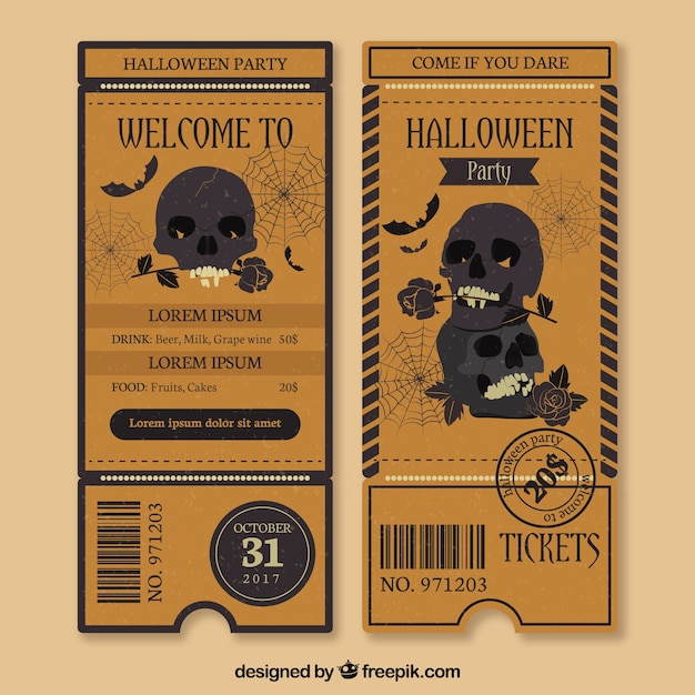 Halloween tickets with retro style