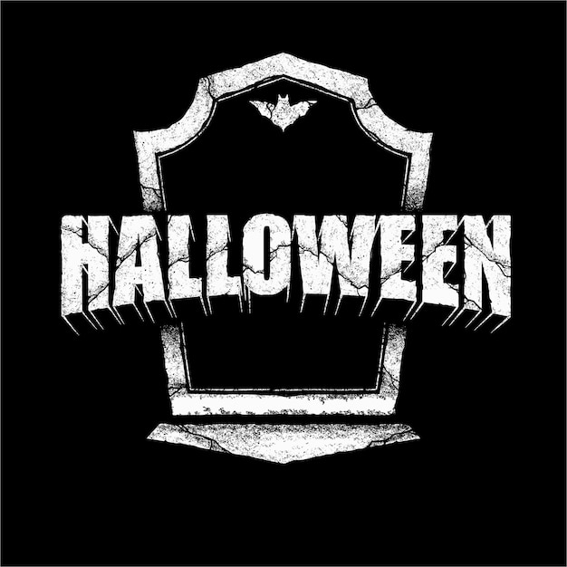 Download Halloween typography in stone grave style | Premium Vector