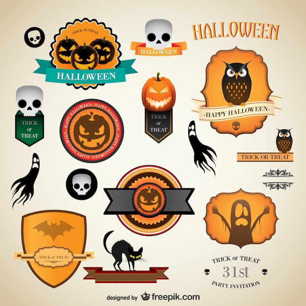 Download Halloween vintage vector labels Vector | Free Download