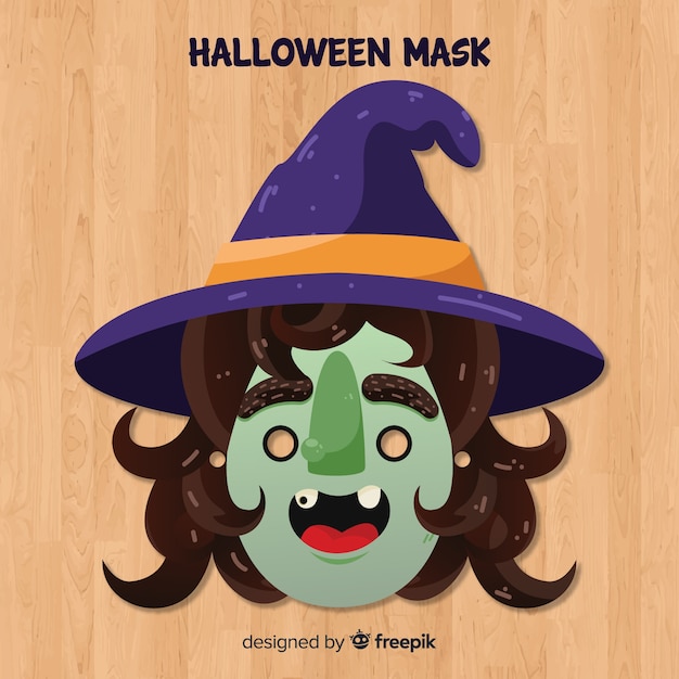 Premium Vector Halloween Witch Mask In Flat Design 5811