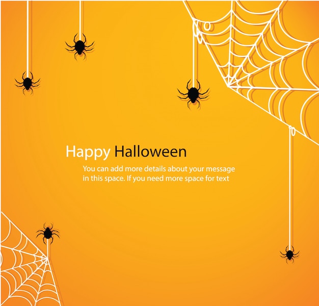 Halloween with spider web yellow background vector Premium Vector