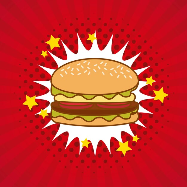 Premium Vector Hamburger Comic Pop Art 8179