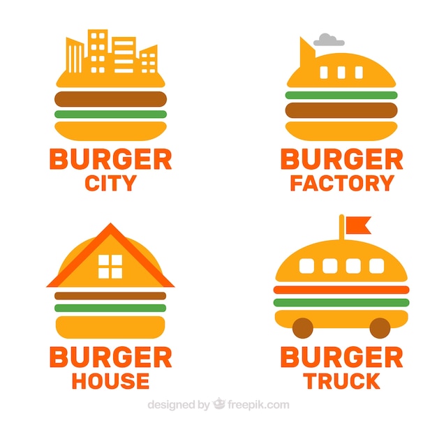 Download Free Hamburger Logos Set In Flat Design Free Vector Use our free logo maker to create a logo and build your brand. Put your logo on business cards, promotional products, or your website for brand visibility.