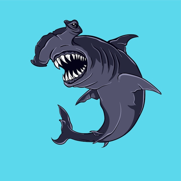 Hammer shark vector illustration Vector | Premium Download