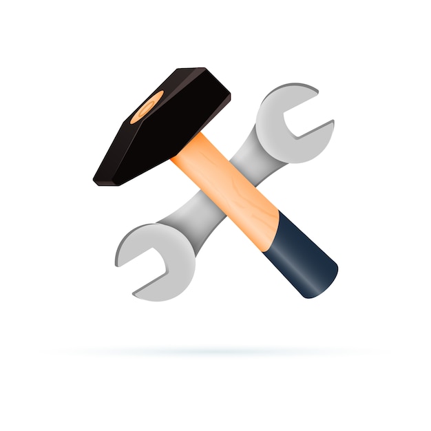 Hammer and wrench isolated . vector illustration. | Premium Vector