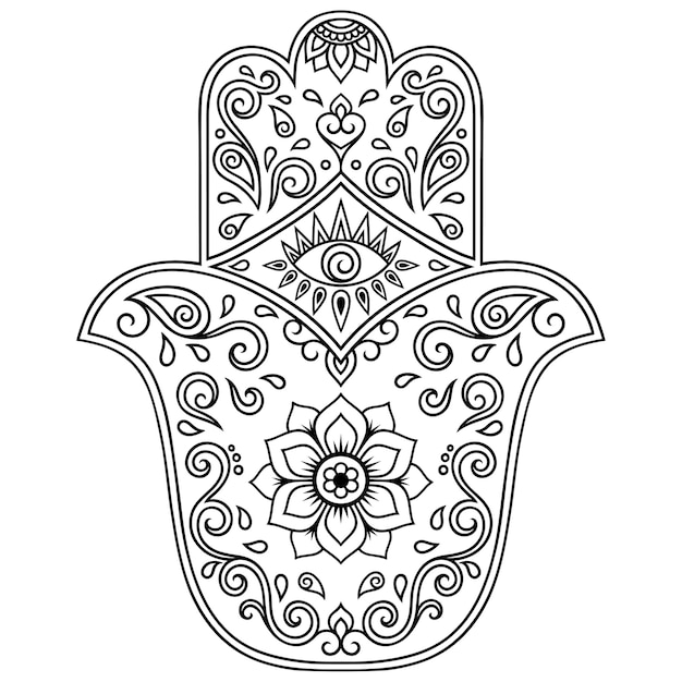 Premium Vector | Hamsa hand drawn symbol with flower