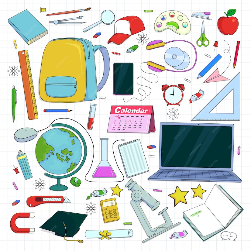 Premium Vector | Hand draw back to school supply