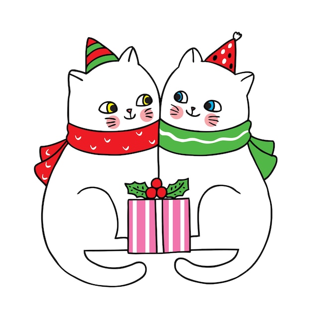 Premium Vector | Hand draw cartoon cute merry christmas