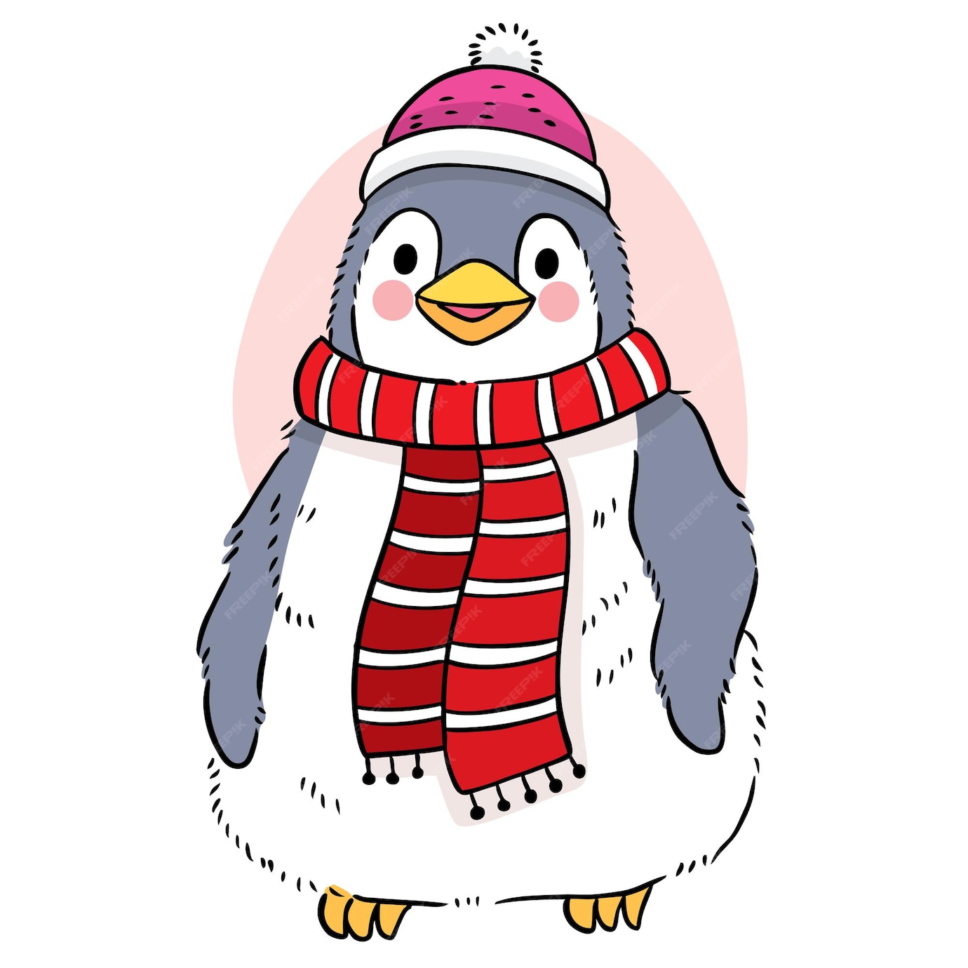 Premium Vector | Hand draw cartoon cute sweet penguin in the winter vector