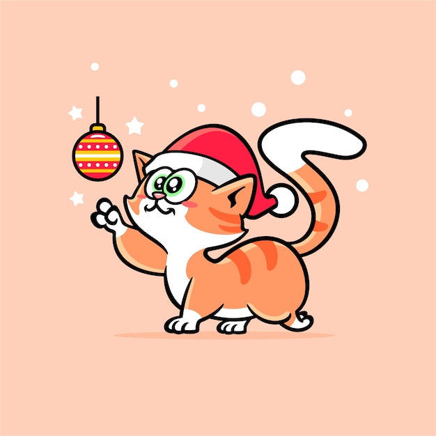 Premium Vector Hand draw christmas cat