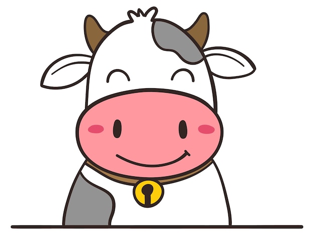 Premium Vector | Hand draw cute cow smile