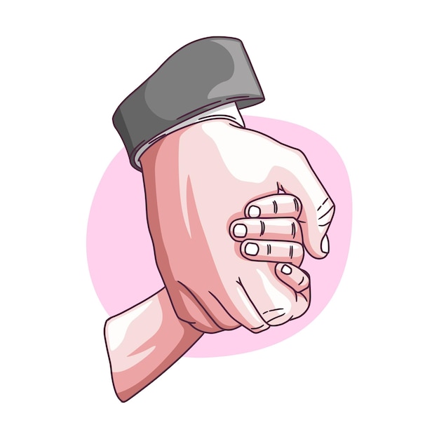 Premium Vector Hand Drawing Of Fathers Hand Holding Hands