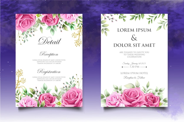 Premium Vector | Hand drawing floral wedding invitation template