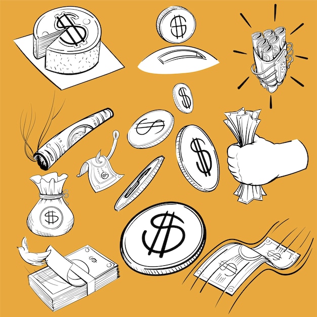 Hand drawing illustration set of finance Free Vector