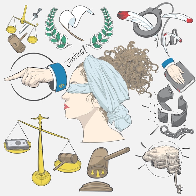 Free Vector | Hand drawing illustration set of justice