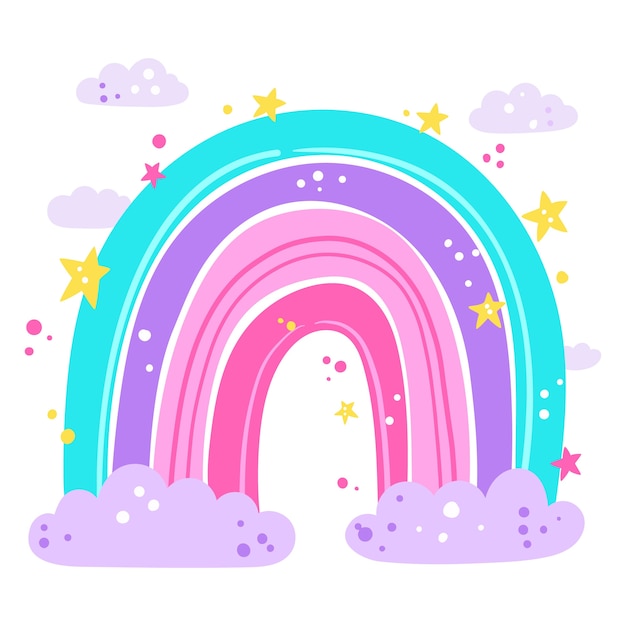 Download Hand-drawing rainbow design | Free Vector