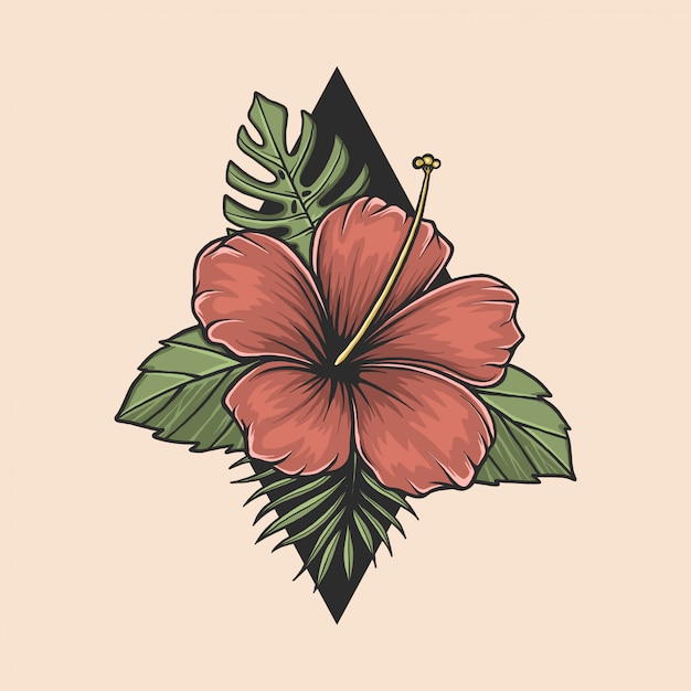 Premium Vector Hand drawing vintage aloha flower illustration