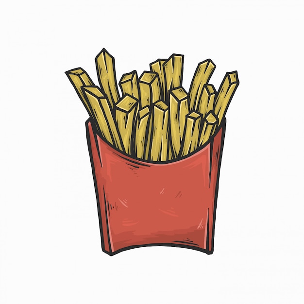 Premium Vector Hand drawing vintage french fries vector illustration