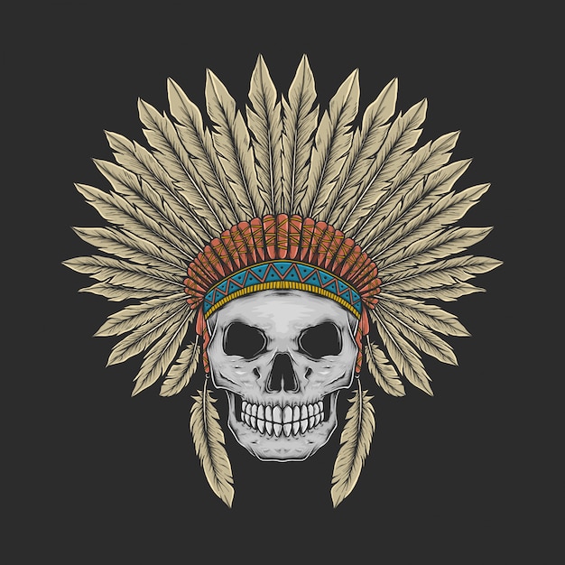 Premium Vector | Hand drawing vintage native skull vector illustration