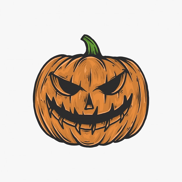 Download Premium Vector | Hand drawing vintage pumpkin halloween ...