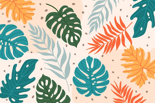 Premium Vector | Hand drawn abstract leaves background