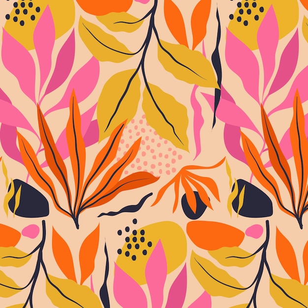 Free Vector | Hand drawn abstract leaves pattern