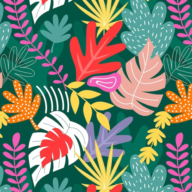 Premium Vector | Hand drawn abstract leaves pattern