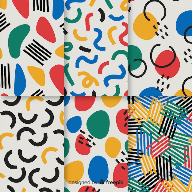 Hand drawn abstract pattern collection Premium Vector